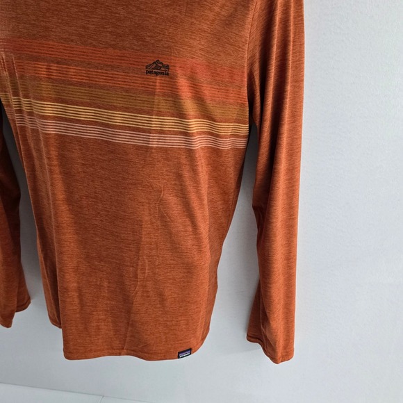 Patagonia Men's Orange Stripe Long Sleeve Crew Neck T-Shirt Size M‎ - Picture 2 of 10